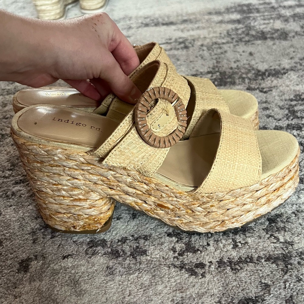Indigo Women's Cream Espadrille Wedges